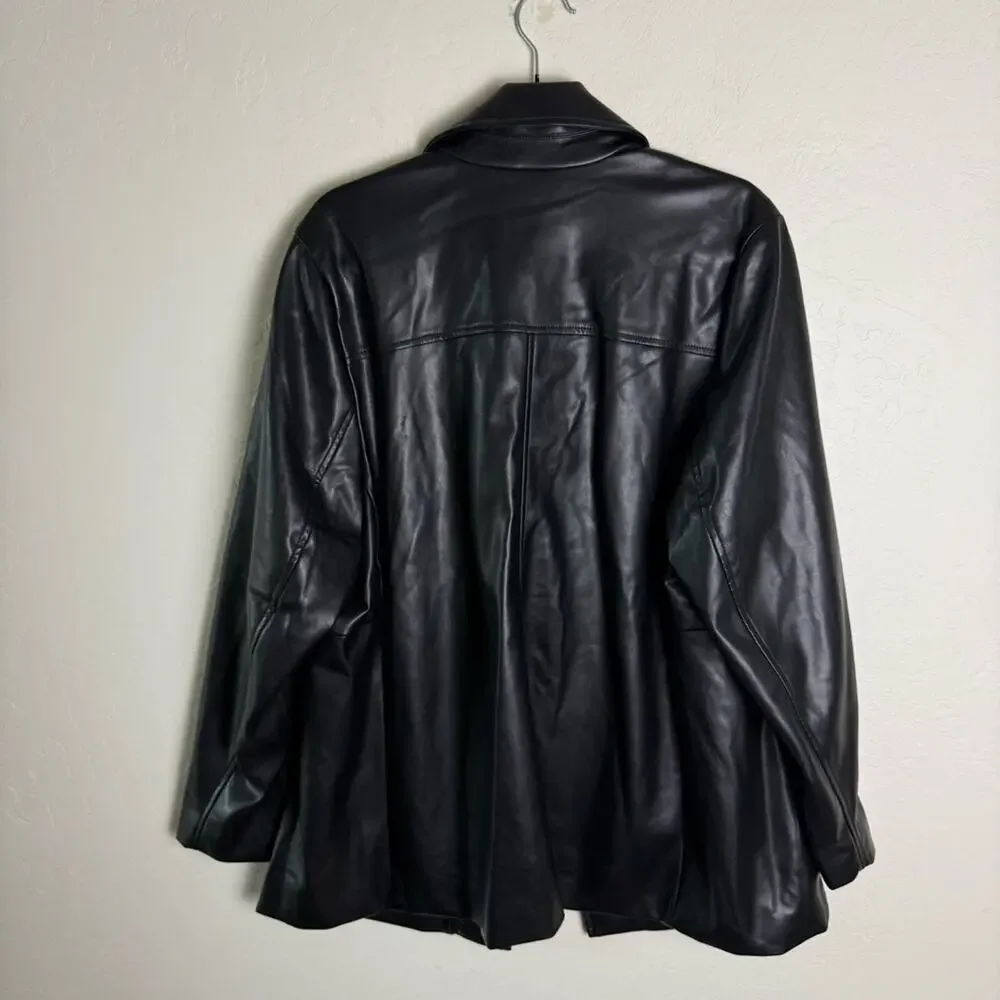 Torrid Black Faux Leather Long Line Blazer 2X NWT 18920846 Leather Jacket